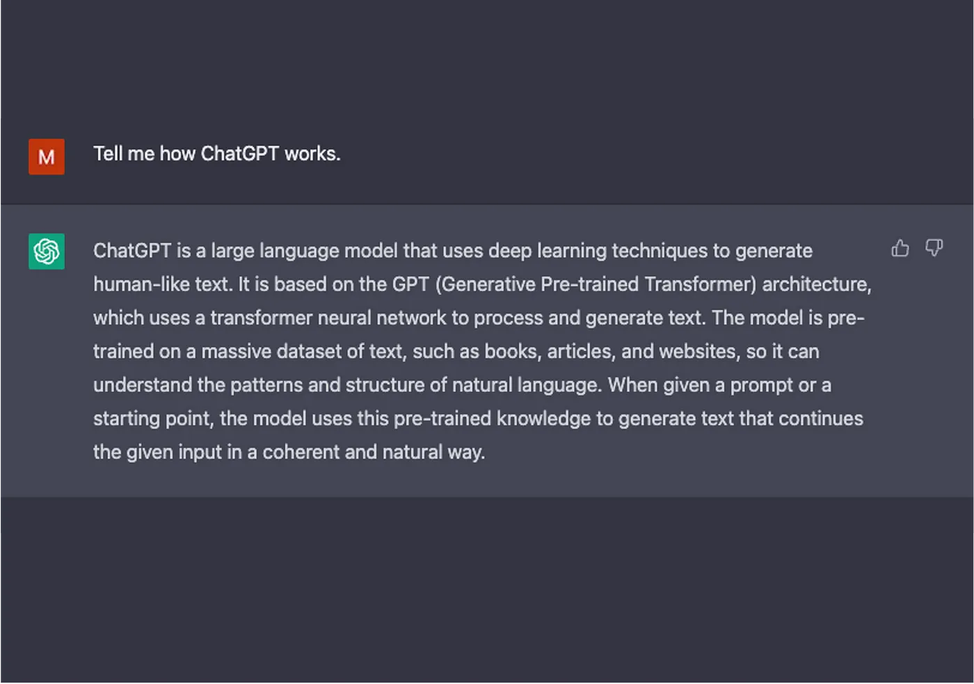 ChatGPT response: explaining how it works Chatgpt response