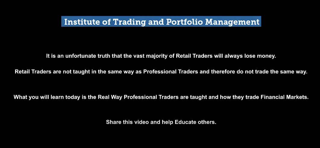 The Institute of Trading and Portfolio Managment Opening Slide The Institute of Trading and Portfolio Managment Anton Kriel
