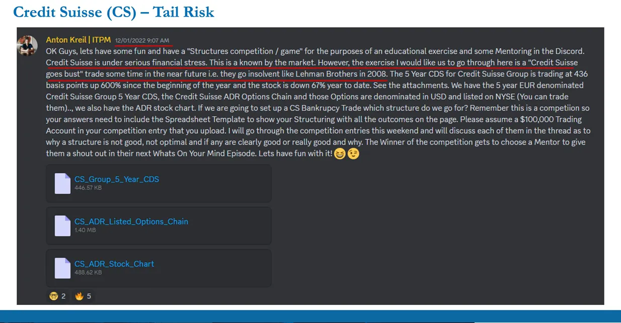 Anton Explaining the Set up of the Tail Risk Trade from the Society Discord Forum Society Discord, ITPM Discord, Tail Risk Trade